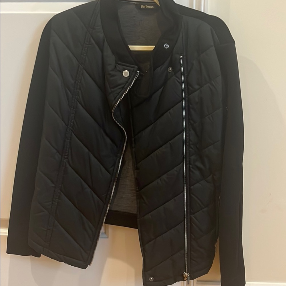 Barbour Black Puffer Jacket with Quilted Design